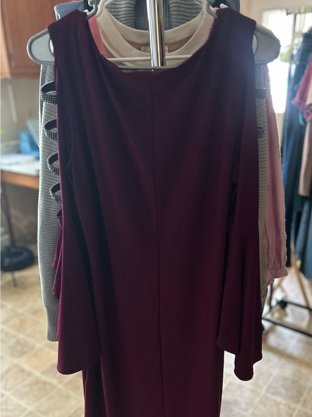 MSK Sleeveless Midi Dress in Burgundy